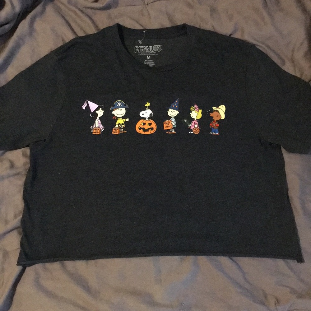 Dark grey peanuts crop shirt